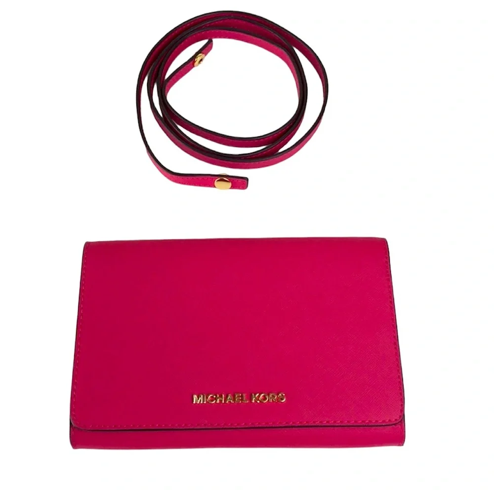 Michael Kors Jet Set Saffiano Leather Convertible Crossbody Clutch Bag